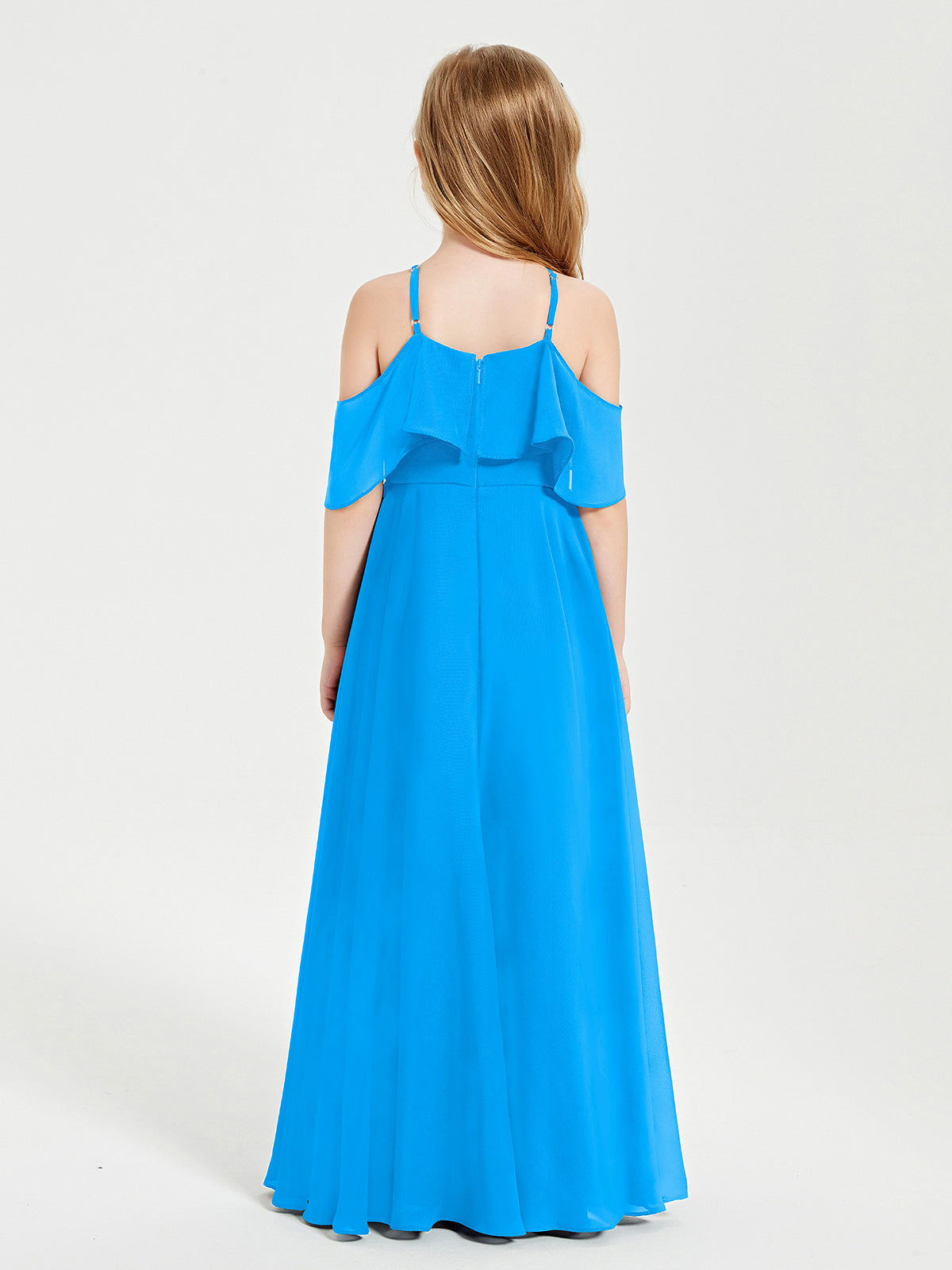 Off-the-Shoulder Long Dresses for Junior Bridesmaids Ocean Blue